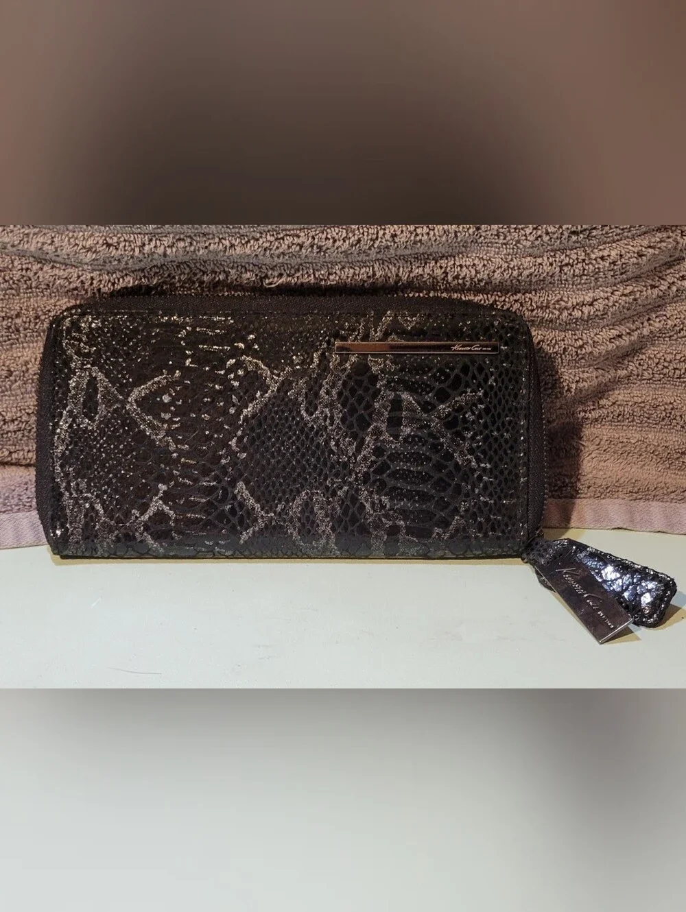 Kenneth Cole Black Snake-Embossed Leather Wallet